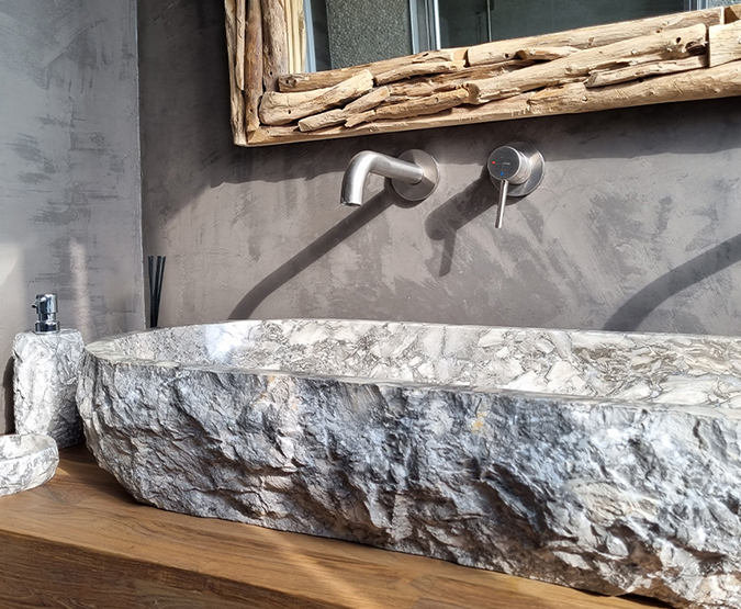 Weinig Maak het zwaar details Waskom natuursteen in badkamer | Hamer Badkamers