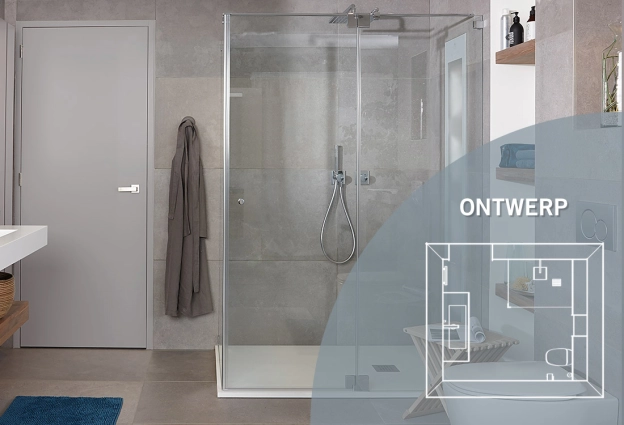 Maatwerk badkamer met teakhout en betonlook - Hamer Badkamers Maatwerk badkamer met teakhout en betonlook - Hamer Badkamers