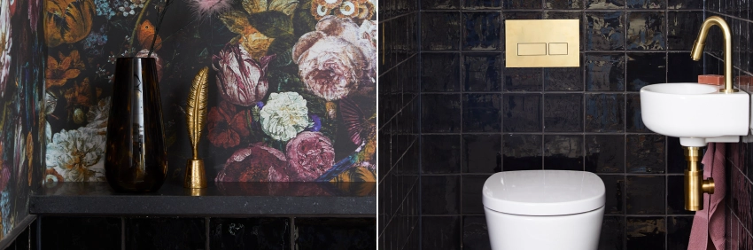 wc met bloemen behang