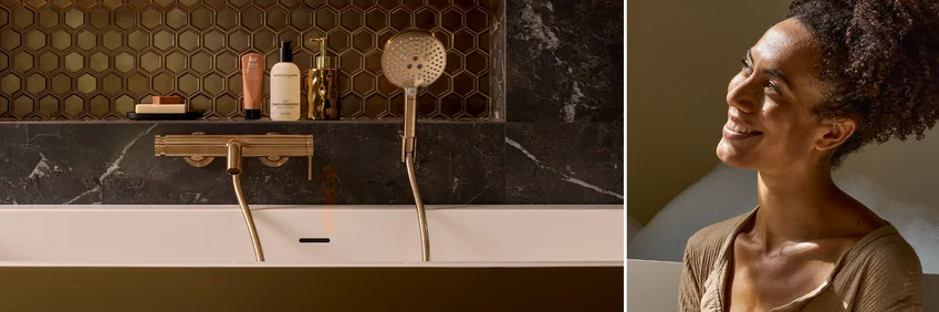 Chique badkamer met geborsteld brons - Chique badkamer met geborsteld brons