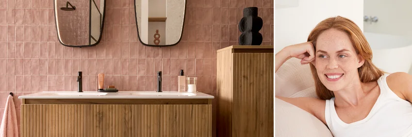 Roze badkamer met Ceppo di Gre stone - Roze badkamer met Ceppo di Gre stone 