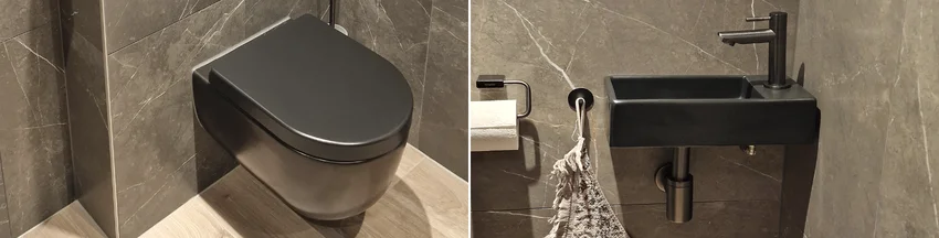 Binnenkijken bij een zwarte badkamer en toilet in Terneuzen - Binnenkijken bij een zwarte badkamer en toilet in Terneuzen