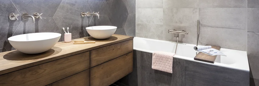 Binnenkijken bij een grijze badkamer met hexagon tegels - Binnenkijken bij een grijze badkamer met hexagon tegels