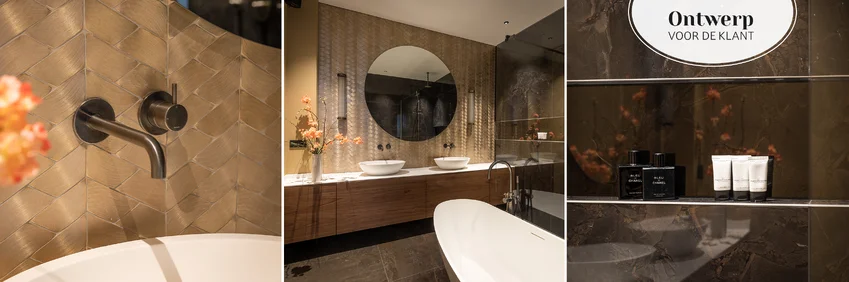 Badkamer met metallic accentwand - Badkamer met metallic accentwand